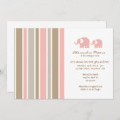 Stripes & Elephants Baby shower Invitation (Devant / Derrière)