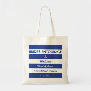 Stripes en Anchor Nautical Bride's Entourage Bag Tote Bag