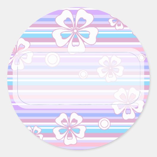 Stripes en bloemen ronde sticker (Voorkant)