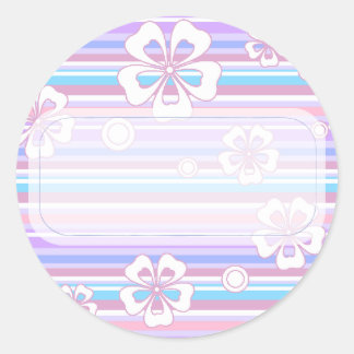 Stripes en bloemen ronde sticker