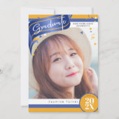 Stripes en Confetti Afstuderen Blue/Gold ID890 Kaart (Voorkant)