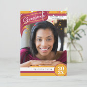 Stripes en Confetti Afstuderen Red/Gold ID890 Kaart (Staand voorkant)