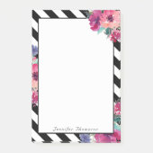 Stripes en Floral Pattern met Jouw naam Post-it® Notes (Voorkant)