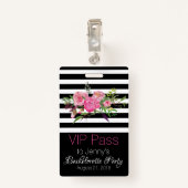 Stripes en Flowers Chic Bachelorette Party Badge (Achterkant met clip)