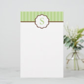 Stripes en monogram briefpapier (Staand voorkant)