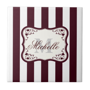 Stripes en monogram tegeltje