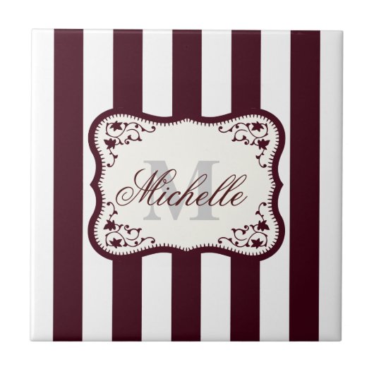 Stripes en monogram tegeltje (Voorkant)
