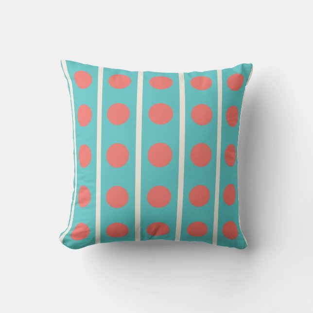 Stripes en Polka Dots in Sinaasappel en crème Kussen (Voorkant)