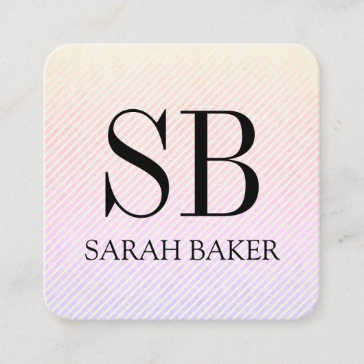 Stripes en Script-monogram Vierkante Visitekaartje (Voorkant)