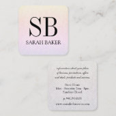 Stripes en Script-monogram Vierkante Visitekaartje (Voorkant / Achterkant)