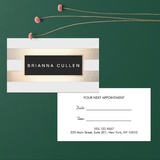 Stripes FAUX Gold Foil et Black Salon Rendez-vous