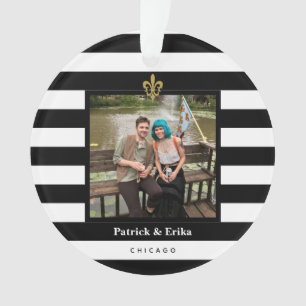 Stripes Fleur de Lis Photo noire et blanche