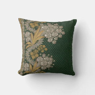 Stripes Floral Elegant Brocade Green Gold Kussen