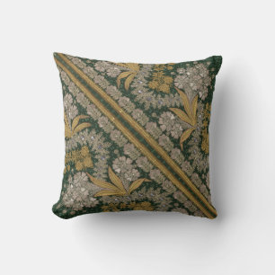 Stripes Floral Elegant Brocade Green Gold Kussen