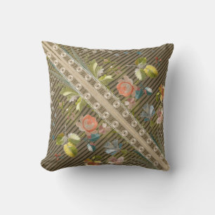 Stripes Floral Elegant Brocade Lace Gold Kussen