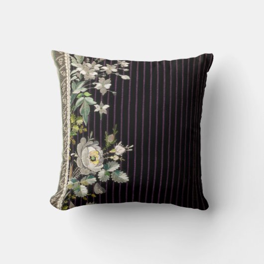 Stripes Floral  Elegant Brocade Pin Stripe Kussen (Voorkant)