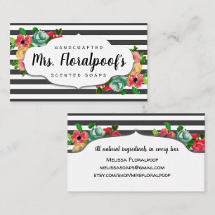 Stripes florale handgemaakte zeep visitekaartje