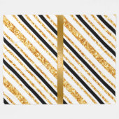 Stripes Gold Glitter Black Boho Popular Collectie Fleece Deken (Voorkant (Horizontaal))