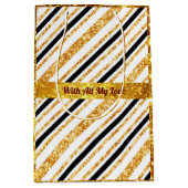 Stripes Gold Glitter Black Boho Popular Collectie Medium Cadeauzakje (Voorkant)
