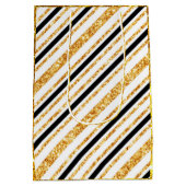 Stripes Gold Glitter Black Boho Popular Collectie Medium Cadeauzakje (Achterkant)
