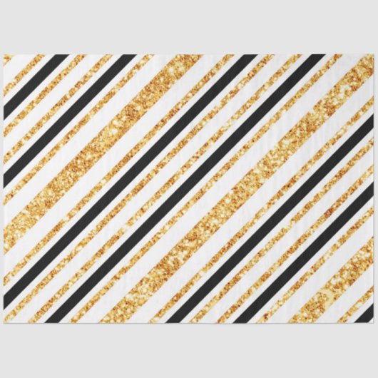 Stripes Gold Glitter Black Boho Popular Collectie Tissuepapier (Voorkant)