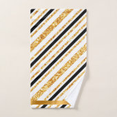 Stripes Gold Parties scintillant Black Boho Popula (Serviette à main)