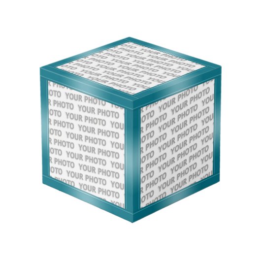 STRIPES gradiënten - oceaanblauw + uw ideeën Kubus (Voorkant hoekig)