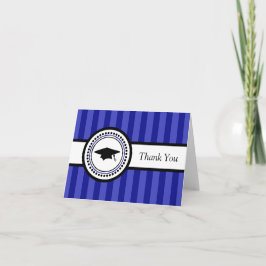 Stripes Graduation Cap Hartelijk dank (Navy Blue) Bedankkaart