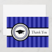 Stripes Graduation Cap Hartelijk dank (Navy Blue) Bedankkaart (Voorkant / Achterkant)