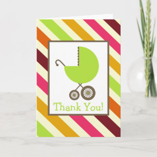 Stripes & Green Carriage Baby shower Bedankt