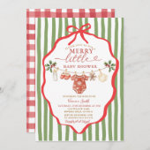 Stripes Green Clothesline Merry Little Baby Shower Kaart (Voorkant / Achterkant)