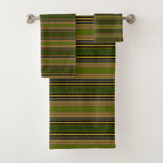 Stripes Green Gold Black Bathroom Towel Set Bad Handdoek