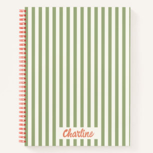 Stripes Green Red Retro Calligraphy Notitieboek