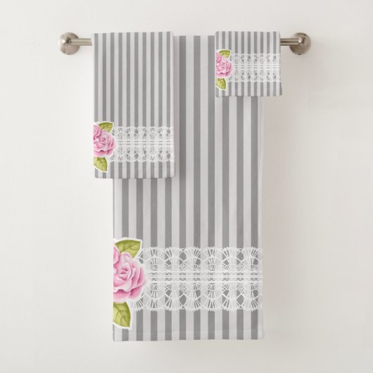 STRIPES GRIS AVEC FLEURS ROSES (En situation)