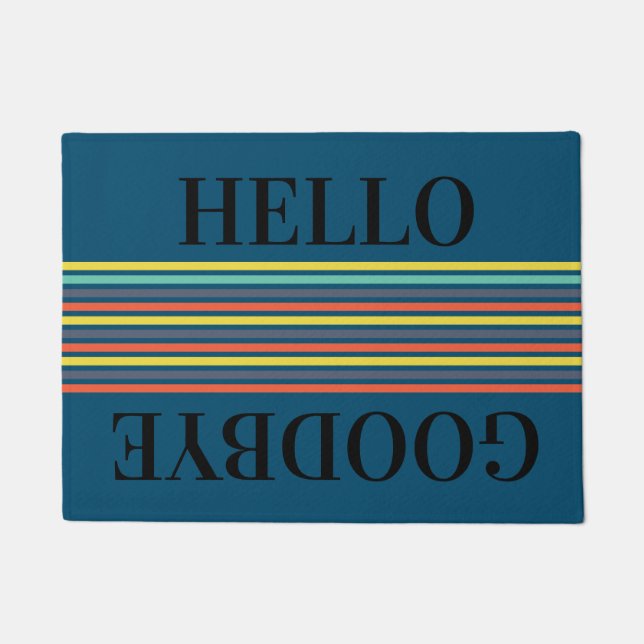 Stripes Hallo Goodbye Gepersonaliseerd Doormat Deurmat (Voorkant)