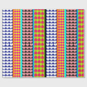 Stripes Hearts Diamonds Boho Gemengd ontwerp Cadeaupapier (Vlak)