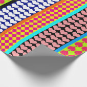 Stripes Hearts Diamonds Boho Gemengd ontwerp Cadeaupapier (Hoek)