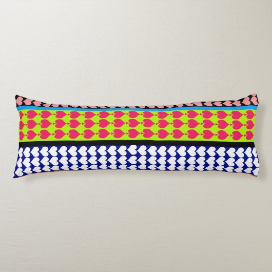 Stripes Hearts Diamonds Boho Gemengd ontwerp Lichaamskussen (Voorkant)