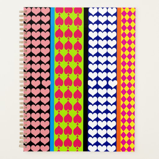 Stripes Hearts Diamonds Boho Gemengd ontwerp Planner (Voorkant)