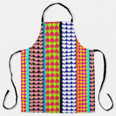 Stripes Hearts Diamonds Boho Gemengd ontwerp Schort (Voorkant)