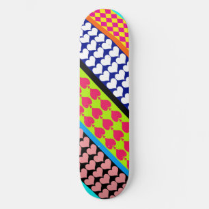Stripes Hearts Diamonds Boho Gemengd ontwerp Skateboard