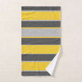 Stripes in licht en donkergrijs, mosterdgeel bad handdoek (Handdoek)