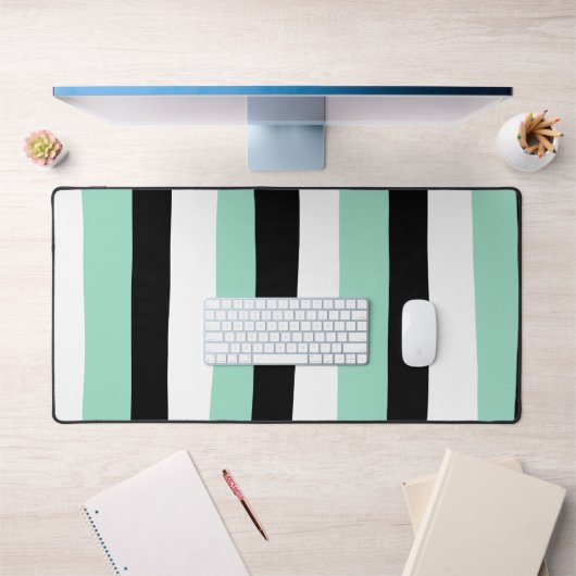 Stripes inégales - Mint vert, blanc et noir (Bureau 1)
