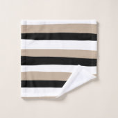 Stripes inégales - Taupe, noir et blanc (Gant de toilette)