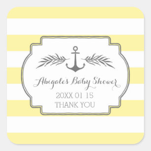 Stripes Jaunes Sticker Baby shower Nautique Favori