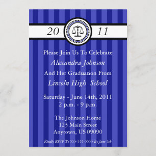 Stripes Law School Graduation Invitations (blauw) Kaart