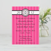 Stripes Law School Graduation Invitations Hot Pink (Debout devant)