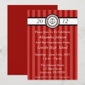 Stripes Law School Graduation Invitations (Maroon) (Devant / Derrière)