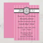 Stripes Law School Graduation Invitations (Pink) (Devant / Derrière)