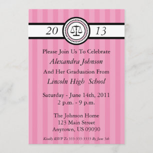Stripes Law School Graduation Invitations (Pink)